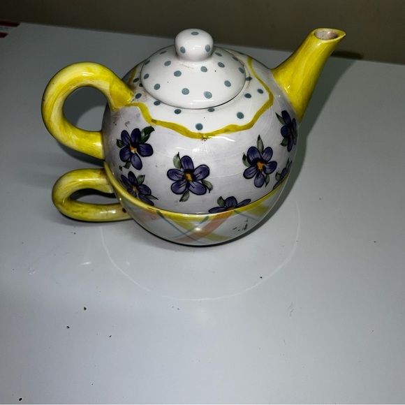 Tracy Porter 3 Piece Tea Pot/ Cup/lid, All For One Individual Tea Serving - Picture 3 of 4
